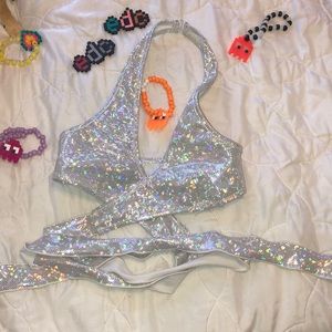 Iheartraves body wrap holographic